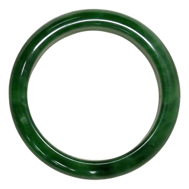 2.3" Chinese Green Color Jade Stone Bracelet Bangle For Sale