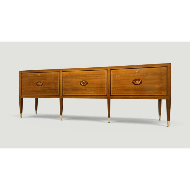 Paolo Buffa Mid-Century Modern Italian Inlayed Sideboard by Paolo Buffa, 1950s For Sale - Image 4 of 18