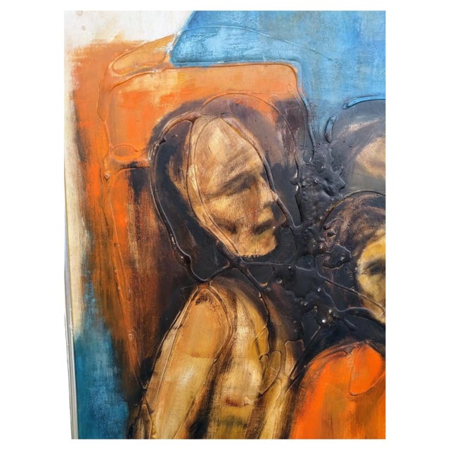 Blue Charles Alston 1957 Large Oil on Masonite Figurative Painting For Sale - Image 8 of 10