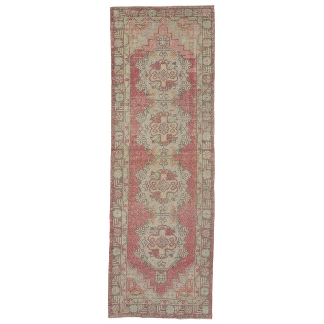 Vintage Distressed Turkish Runner- 3′ × 9′ For Sale