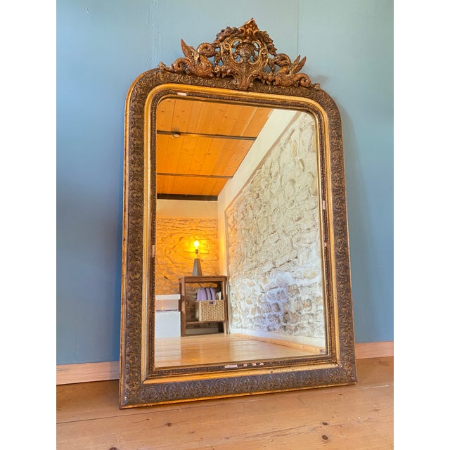 Wood Large Antique Napoleon III Fireplace Mirror, 1800s For Sale - Image 7 of 7