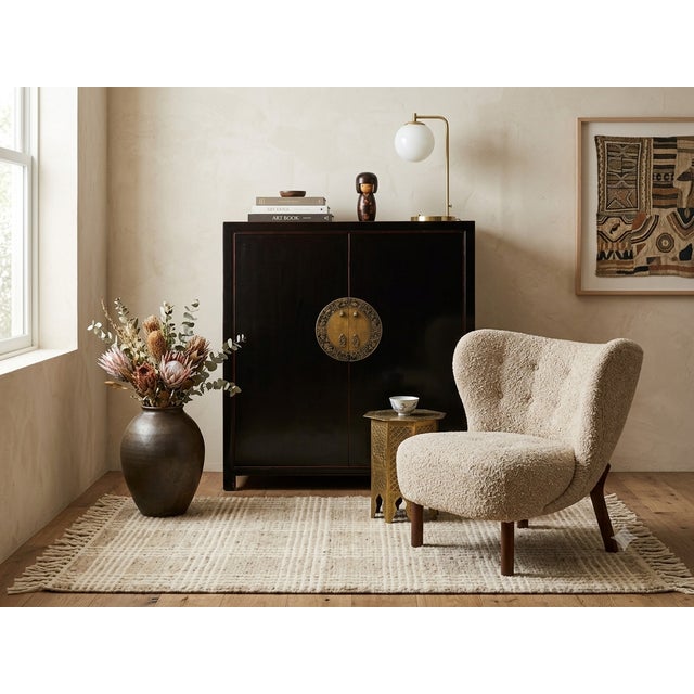 Black Oriental Black Lacquer Slim Round Moon Face Storage Cabinet For Sale - Image 8 of 13
