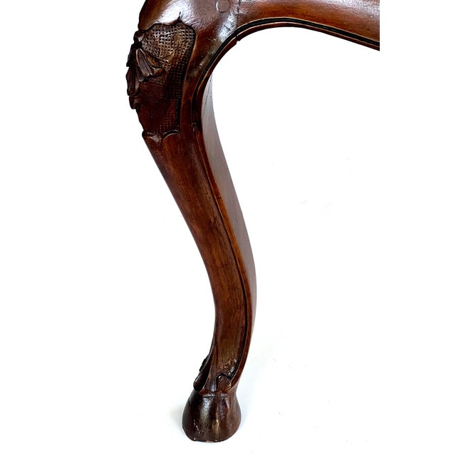 Brown French Louis XV Style Double-Seat Walnut Bench With Caned Seat For Sale - Image 8 of 12