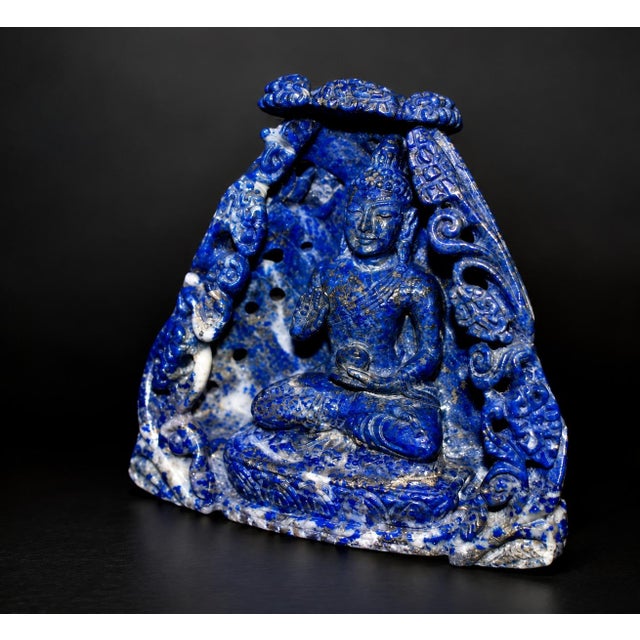 Lapis Lazuli Buddha in Alcove Finely Carved For Sale In Los Angeles - Image 6 of 11