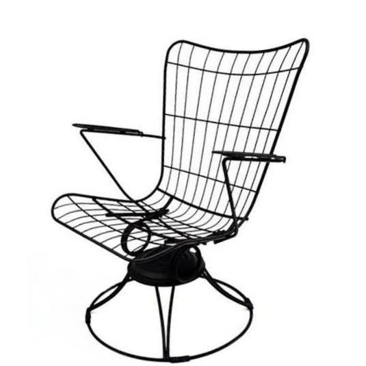 Mid Century Modern Homecrest Siesta three piece black metal patio set, includes two chairs and one lounge chair by Mert...