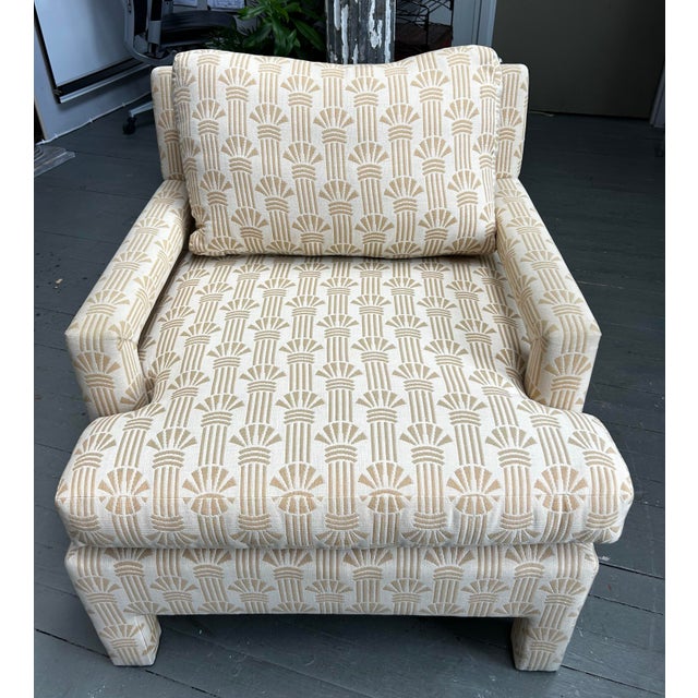 Vintage 1970’s Milo Baughman Upholstered Chair and Ottoman Set For Sale - Image 11 of 11