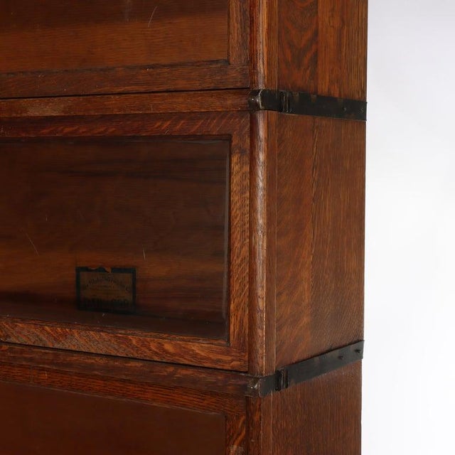 Globe Wernicke Antique Globe Wernicke Arts & Crafts Mission Oak Stack Barrister Bookcase Circa 1920 For Sale - Image 4 of 10