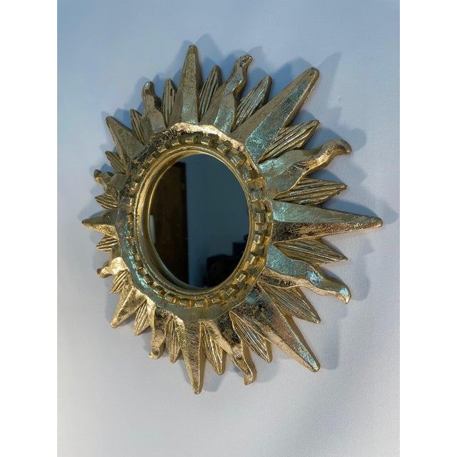 Gold Vintage 1960s Bright Gold Sunburst Wall Mirror For Sale - Image 8 of 12
