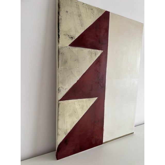 2020s Oil Hand Painted Picture Bold Geometric Modern Abstract Oil Painting For Sale - Image 5 of 5