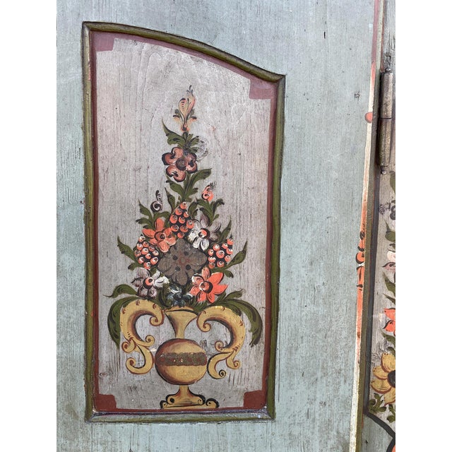 Blue Folk Art Painted Wardrobe in Fir, 1808 For Sale - Image 8 of 18