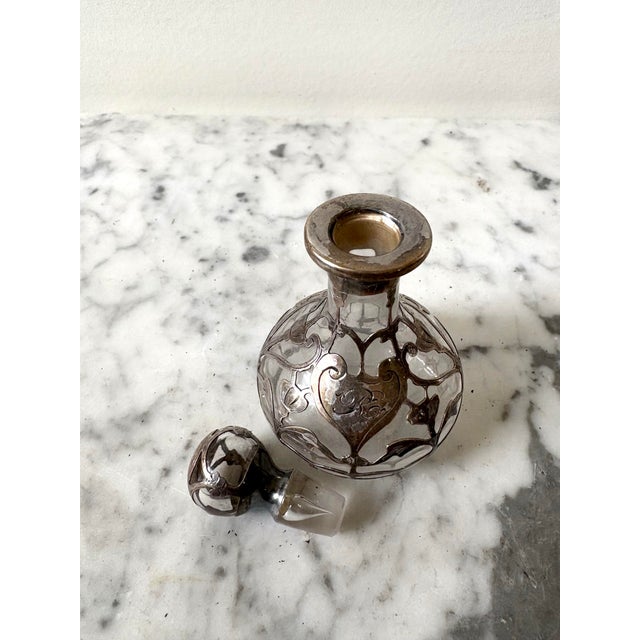 Sterling Silver and Glass Art Nouveau Perfume Bottle For Sale - Image 4 of 4