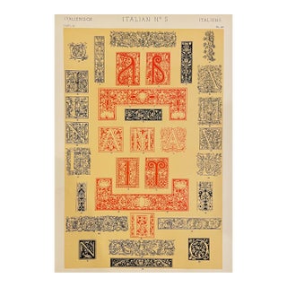 Italian Patterns Chromolithograph From Grammar of Ornament by Owen Jones For Sale