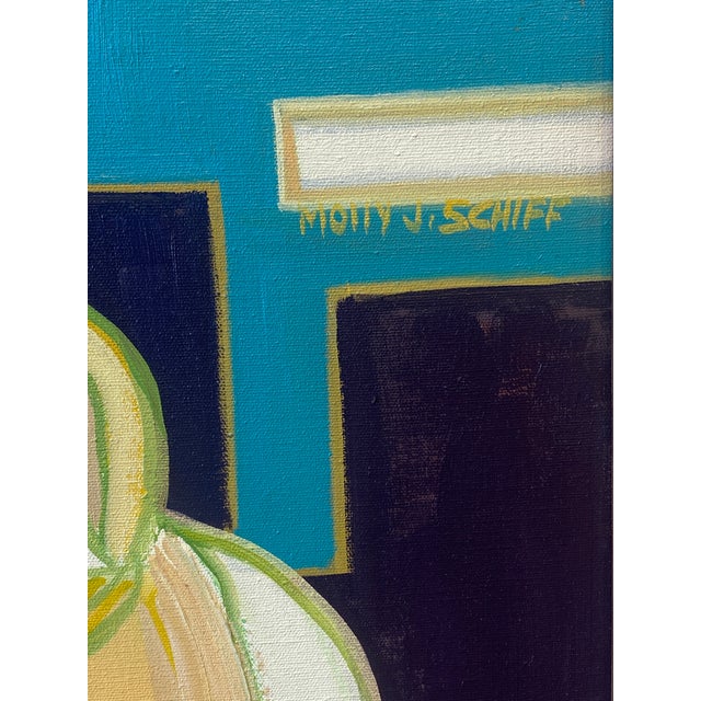 Expressive, illustrative, and animated landscape figure painting by Chicago imagist Molly Schiff. “Born in the Depression...