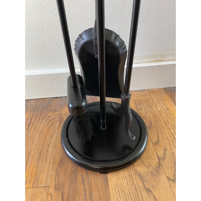 Mid-Century Modern Mid-Century Modern Fireplace Tool Set, Oak & Iron, Seymour Style For Sale - Image 3 of 9