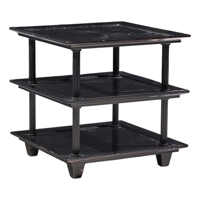 Barbara Barry Contemporary American Three Tiered Mahogany End Table For Sale
