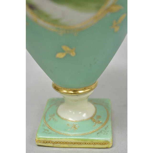 Early 20th Century Antique Nippon Porcelain Hand Painted Windmill Scene Green Small Bolted Vase (B) For Sale - Image 5 of 15