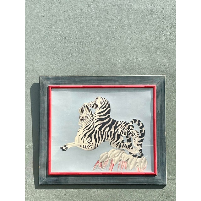 Vintage MCM Original Zebra Print For Sale - Image 4 of 9