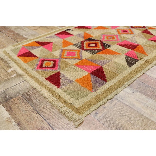 Vintage Turkish Colorblock Rug - 03'02 X 04'01 For Sale In Dallas - Image 6 of 9