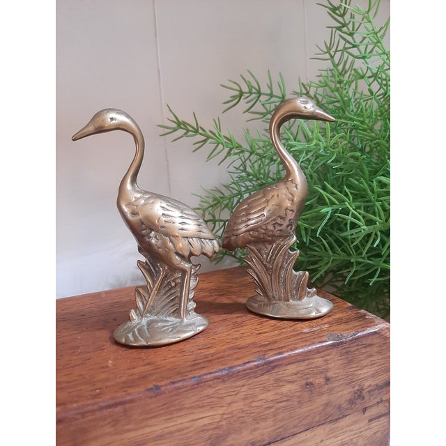 Nautical Pair of Brass Crane Birds For Sale - Image 3 of 6