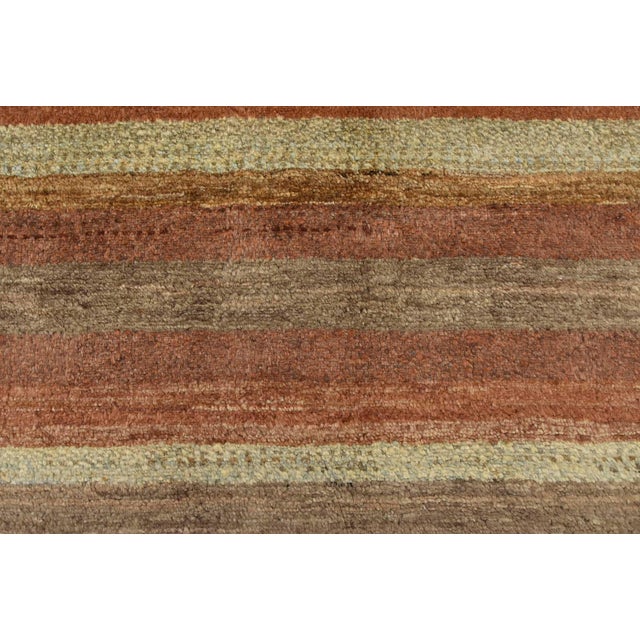 Gabbeh Rug 5'7'' X 8'2'' Multicolor Wool Striped Hand-Knotted Carpet For Sale - Image 9 of 12