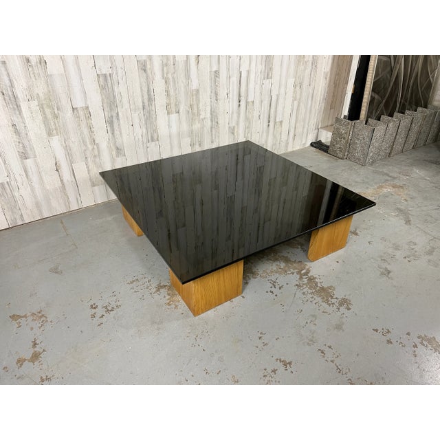 Smoked Glass and Wood Coffee Table For Sale - Image 11 of 12