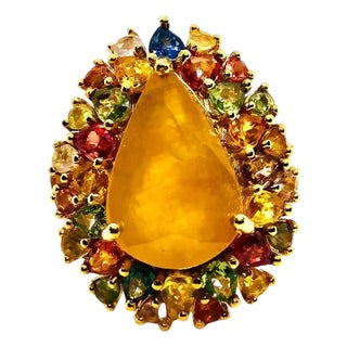 Bochic “Capri” Vintage Ruby & Natural Diamonds Ring Set In 18K Gold & Silver For Sale