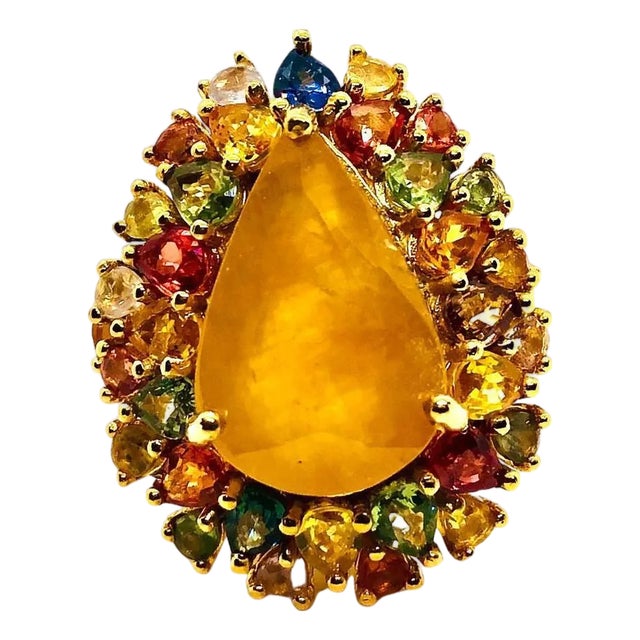 Bochic “Capri” Vintage Ruby & Natural Diamonds Ring Set In 18K Gold & Silver For Sale