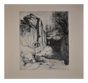 Lino Bianchi Barriviera, Lalibela, Biet Gabriel, Etching, 1939