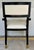 Original retail $6480, stylish Currey & Company Modern Black and Gold Greek Key Chairs Pair, cram leather upholstery,...