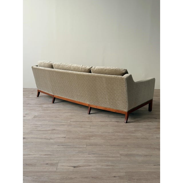 Mid-Century Curved Sofa in Sage Green Graphic Cut Mohair For Sale - Image 11 of 12