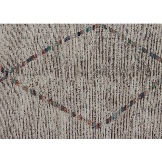 Off-white Modern Casual Tribal Rug by Keivan Woven Arts, Hand-Knotted Wool 9'0 X 12'0 For Sale - Image 8 of 12