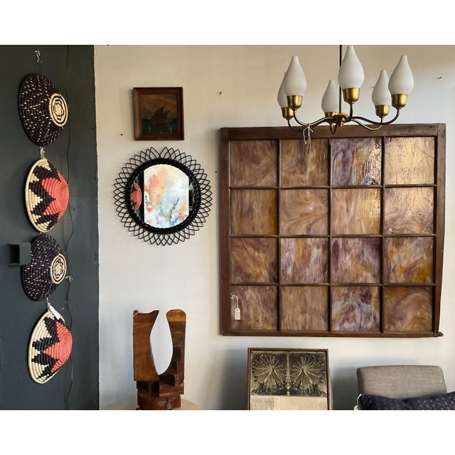 Vintage Round Wicker Sunburst Wall Mirror For Sale - Image 12 of 13