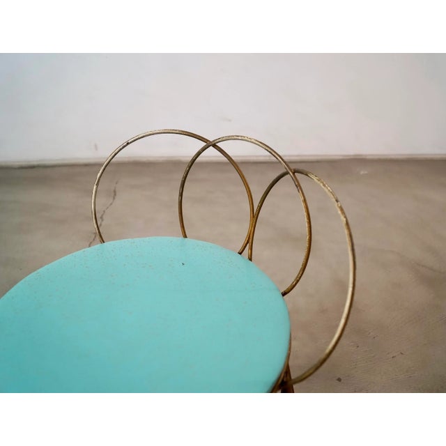 Brass 1950’s Mid-Century Modern Patinated Brass Vanity Stool For Sale - Image 8 of 12