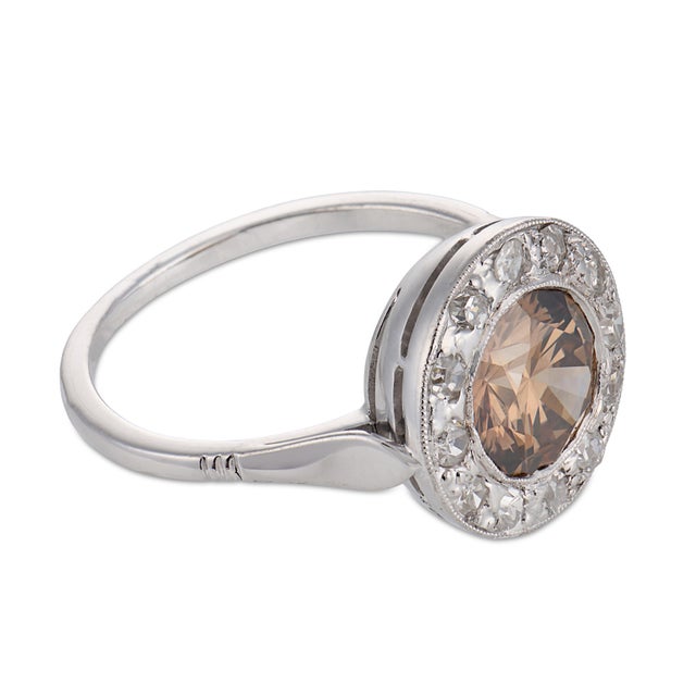 1920s French Art Deco Gia 1.53 Carat Diamond 18k White Gold Engagement Ring, Size 6.25 For Sale - Image 4 of 6