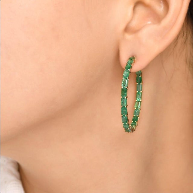 5.20 cts Natural Zambian emerald earrings in 14k gold For Sale - Image 11 of 18