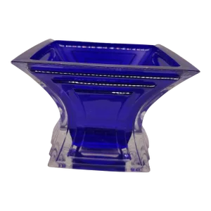 Mikasa City Lights Royal Blue Crystal Votive Candle Holder Candy Dish