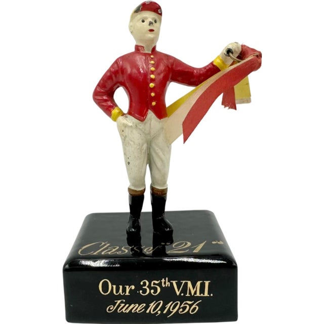 Textile Vintage the 21 Club Nyc Restaurant Equestrian Jockey Paperweight Vmi Alumni For Sale - Image 7 of 12