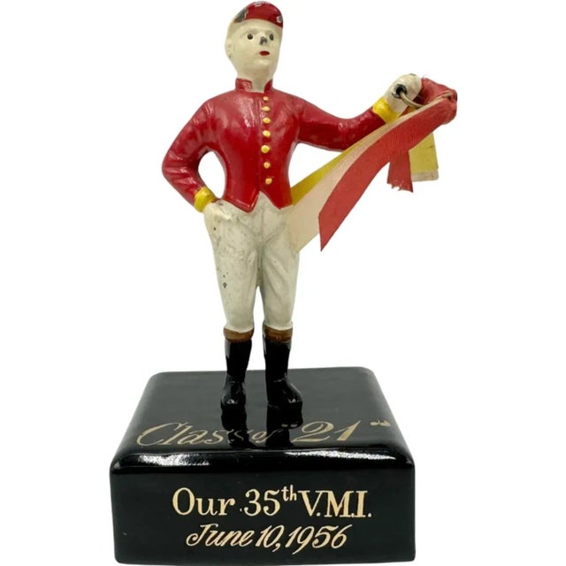 Textile Vintage the 21 Club Nyc Vmi Alumni Equestrian Jockey Paperweight For Sale - Image 7 of 12