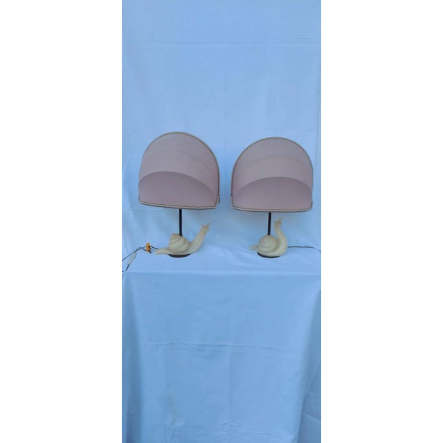 Vintage Alabaster Table Lamps with Snail Design, Set of 2 For Sale - Image 12 of 12