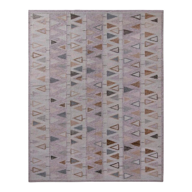 Rug & Kilim’s Scandinavian Geometric Purple & Blue Outdoor Rug - 10'x10' For Sale