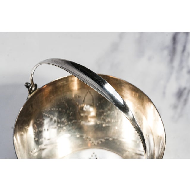 Traditional Charming Antique English Silverplate Ice Bucket Novelty Coopered Pail Original Strainer Edwardian Barware Home Decor For Sale - Image 3 of 18