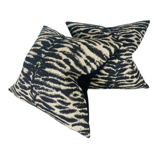 El Tegre Faux Tiger Brocade Pillows- a Pair For Sale