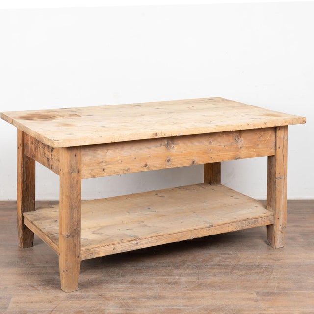 Late 19th Century Hungarian Pine Work Table or Kitchen Island With Lower Shelf For Sale - Image 14 of 14