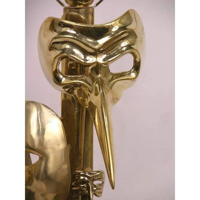 Italian Carnival Lamps Decorated With Cast Bronze Masks - a Pair For Sale In New York - Image 6 of 11