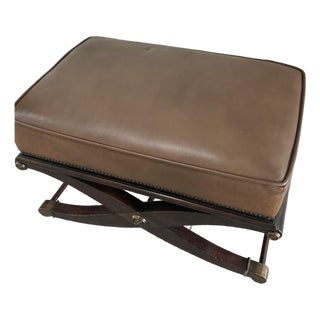 Baker Leather and Wood Spanish Savonarola Bench For Sale