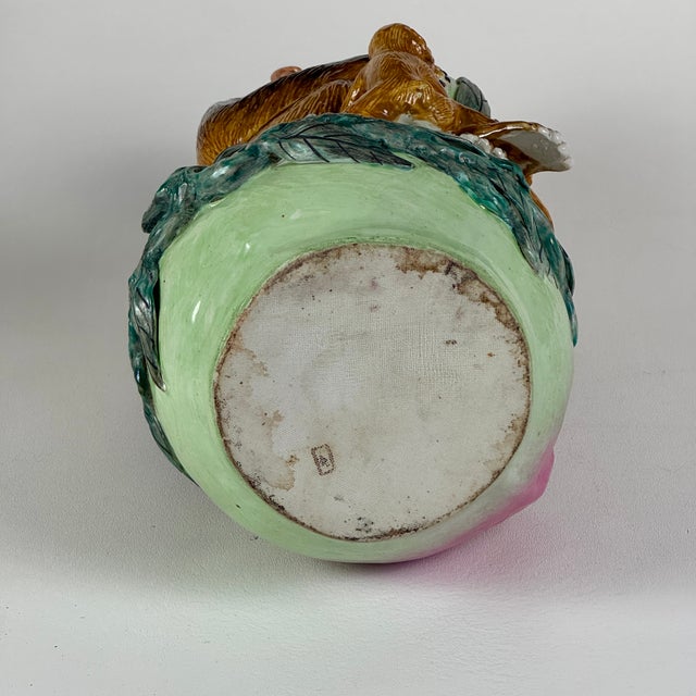 Brown Mid 20th Century Vintage Chinese Ceramic Monkey Holding a Lotus Flower With Three Baby Monkeys For Sale - Image 8 of 12