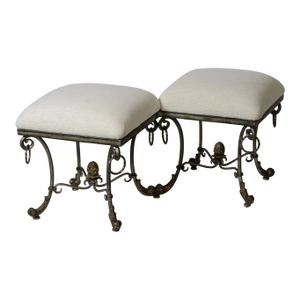Double Ottoman Iron ScrolledUpholstered Stools