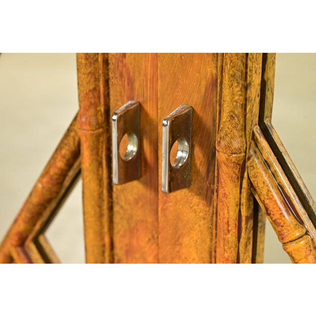 Brown Henredon Style Mid-Century Hollywood Regency Faux Bamboo Mirrored Front Sideboard Credenza, Circa 1970s For Sale - Image 8 of 12