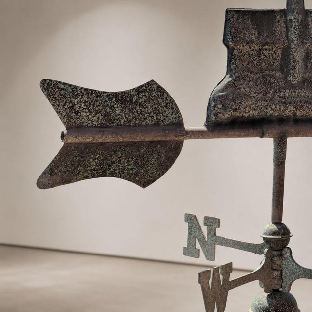 Antique Three-Dimensional Copper Weathervane with Port Lighthouse, 1900s For Sale - Image 6 of 7