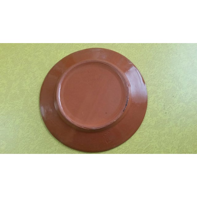 Mid 20th Century Vintage Portugal Folk Art Redware Plate For Sale - Image 4 of 6
